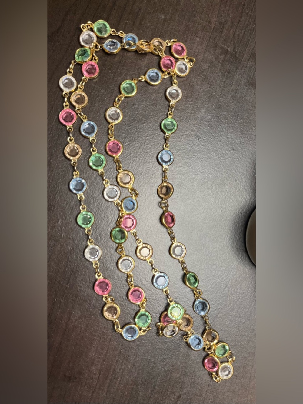Swarovski Crystal Pastel Bezel vintage necklace EUC - Picture 6 of 7